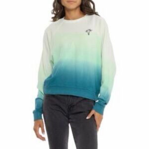 Marine Layer Sweatshirt  M Blue Green Ombre Terry Cotton Crewneck 100% Cotton